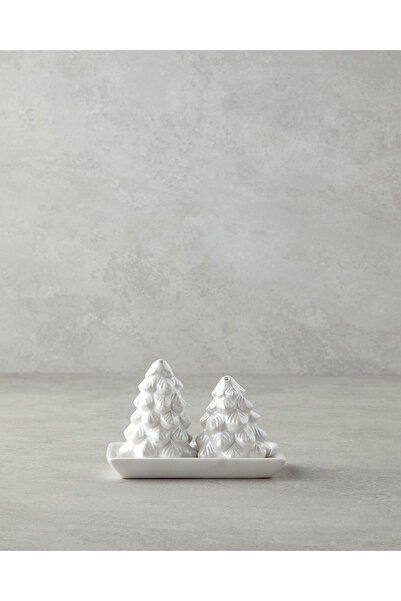 English Home Christmas Tree Dolomite 2'li Tuzluk - Biberlik 6x14 cm Beyaz
