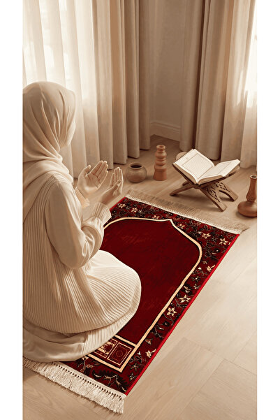 Segadty سجادة صلاة محراب حمراء سميكة 8 مم مع جلال صلاة فاخر مريحة وعالية الجودة