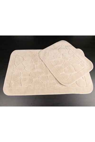 Tropikhome Mera Kaymaz Taban 2lı Pamuklu Banyo Paspası Yıkanabilir 60x100 50x...