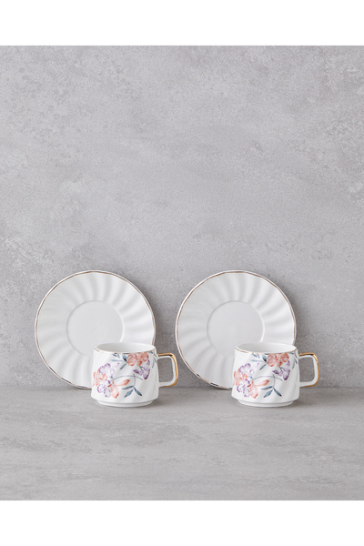 English Home Misty Heaven New Bone China 4 Parça 2 Kişilik Kahve Fincan Takımı 90 ml Renkli