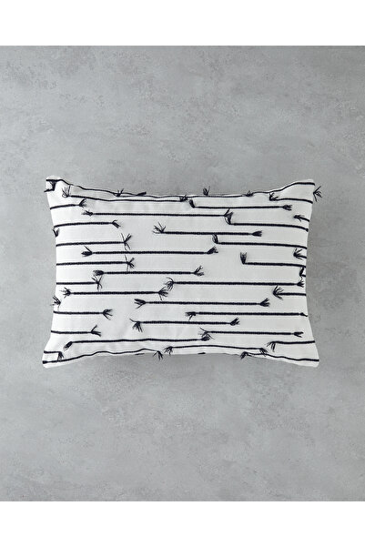 English Home Fringe Jakarlı Dekoratif Kırlent 35x50 cm Ekru-Siyah