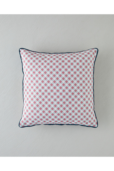 English Home Righe Kırlent Kılıfı 45x45 cm Kırmızı - Beyaz