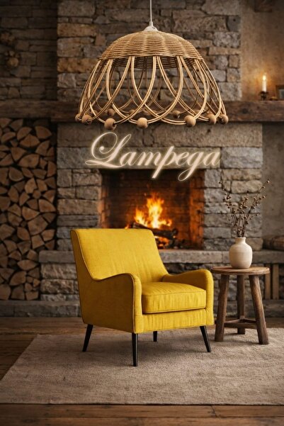 Lampega rattan bambu avize ÇAP 35 cm