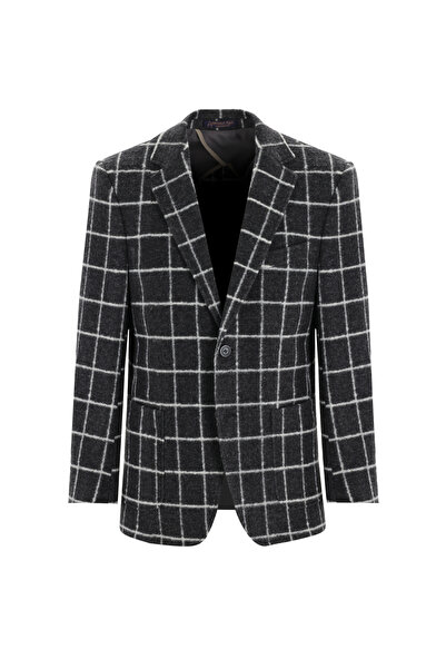 Abdullah Kiğılı 4 Drop Relaxed Fit Comfortable Cut Wool Knitted Checkered Jacket