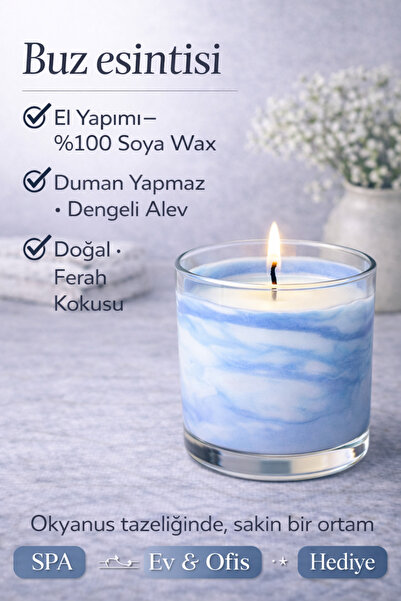 Lúmea Candle Lümea Blue Marble – El Yapımı Soya Mum | Şık Cam Bardak