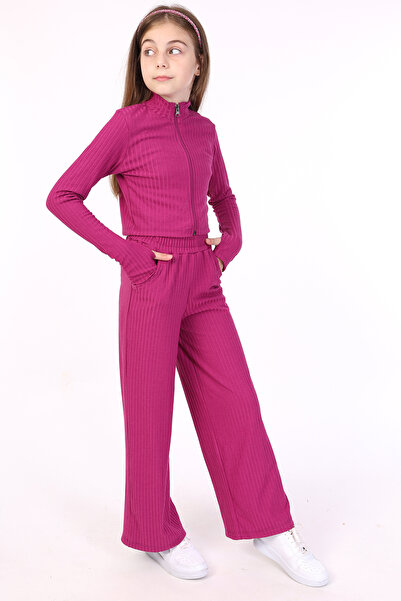 Toontoy Κοριτσίστικο σετ 3 τεμαχίων: Φούτερ με ψηλό γιακά και φερμουάρ, εσωτε...