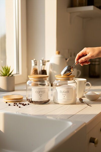 zezedesing Bamboo Lid Glass Candy-coffee Jar 500ml (sugar-coffee)