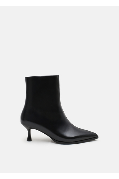 Cochines Γυναικείες μαύρες μπότες με μυτερή μύτη, δερμάτινες μπότες με κοντό ...