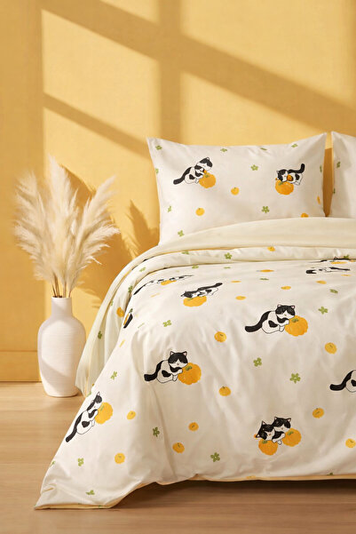 İQON Double Duvet Cover Set Pumpkin Cat Setçi̇ft