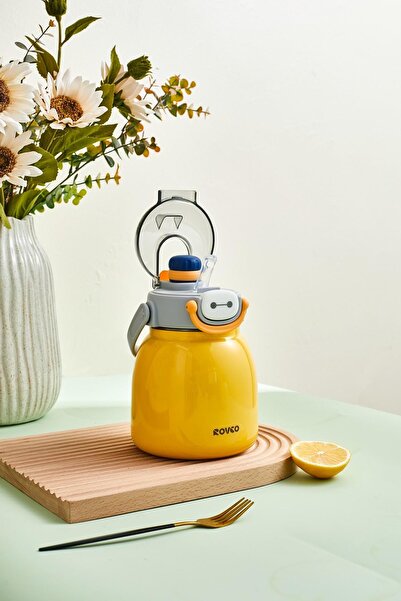 Rovco ترمس فولاذي سعة 1000 مل للاستخدام المزدوج مع شفاطة/حزام مريح للشرب، هدي...