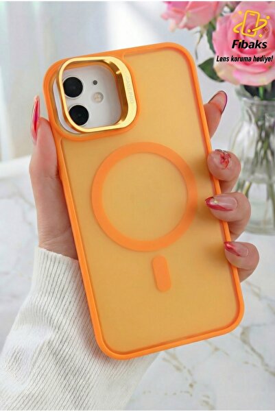 Fibaks iPhone 15 Kılıf Standlı Mat Magsafe Metal Tuşlu Kamera Lens Hediyeli W...