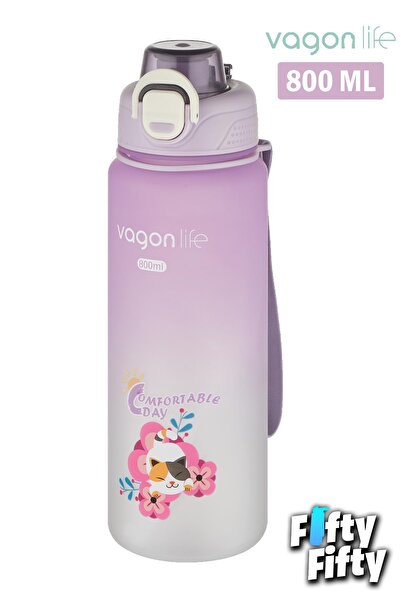 Vagonlife زجاجة مياه سعة 800 مل - استخدام مزدوج، ملصق شرب مريح مع مصاصة، هدية...