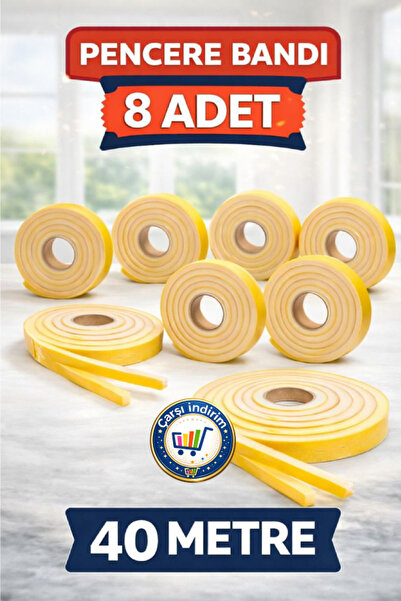 nistabolje 8 Adet x 5 mt (40 METRE) Yapışkanlı Pencere Bandı İzolasyon Isı Se...
