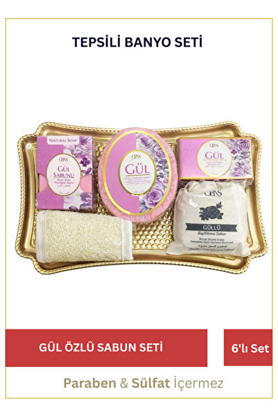 LAWİN 5'li Hediye Banyo Seti – 4 Adet Güllü Sabun - 1 Adet Süngerli Sabun ve ...