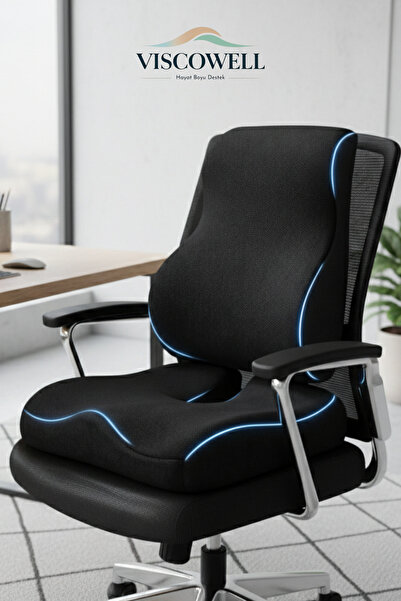 ViscoWell Ortopedik Visco Bel Destek & Oturma Minderi - Ofis, Araç, Ev Çalışm...