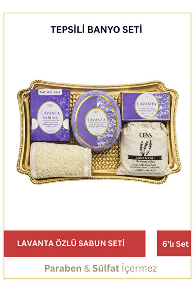 LAWİN 5'li Hediye Banyo Seti – 4 Adet Lavantalı Sabun - 1 Adet Süngerli Sabun...