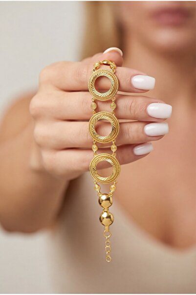 FerizZ Altın Kaplama İmitasyon Desenli Üç Çeyrekli Çerçeve Bileklik BLK-1192