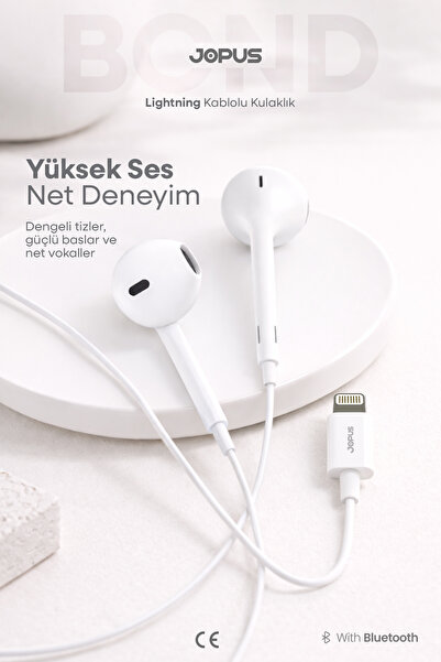 Jopus İphone 7-8-X-11-12-13-14 Serileri Uyumlu İphone Kablolu Mikrofonlu Kula...