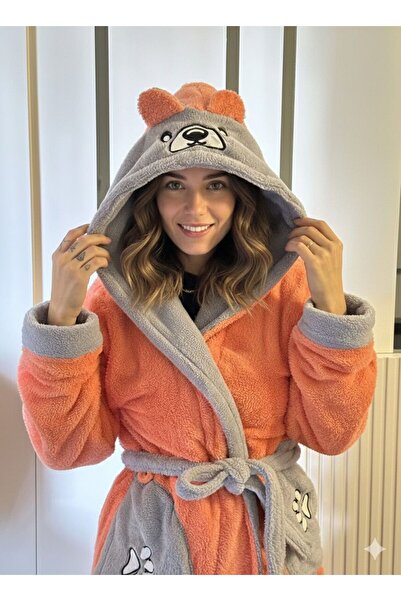 Damlaiso Welsoft Hooded Panda Printed Dressing Gown