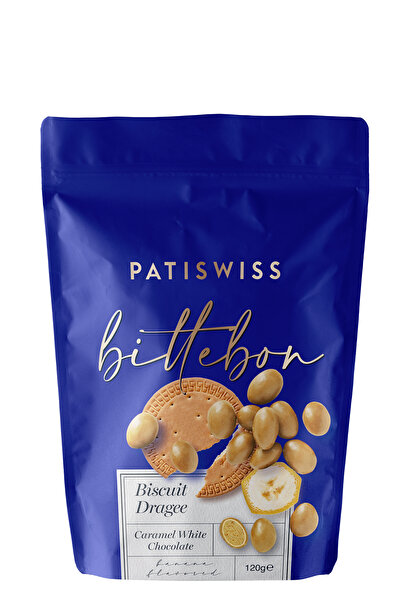 Patiswiss Bittebon Muz Aromalı Karamelli Beyaz Çikolatalı Bisküvi Draje 120g