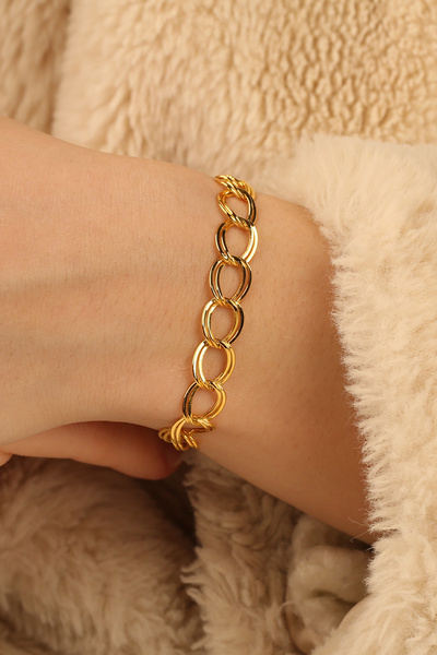 Çgk Çiğdem Gürel Kuyumculuk Altın Halkalı Zarif Zincir Samanyolu Kadın Bileklik