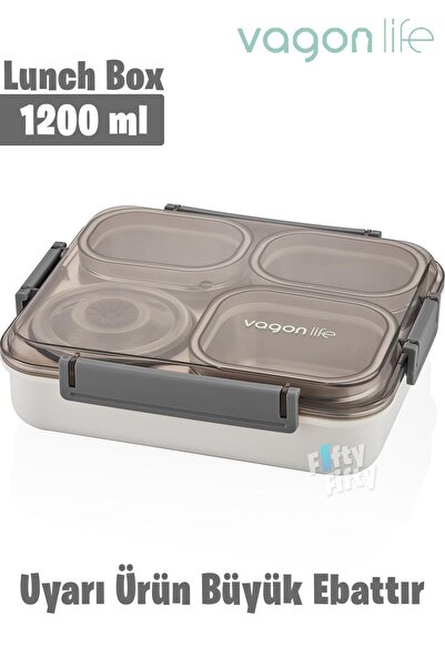 Vagonlife Büyük Ebat 1200 ML (Sızdırmaz,Karışmaz 4 Bölmeli) Lunch Box Yeni Ne...