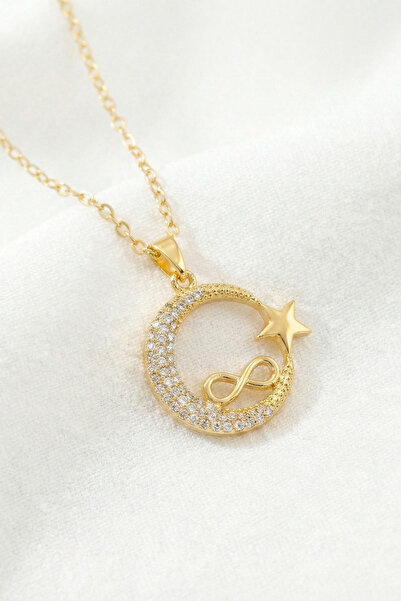 özgül takı ve tasarım قلادة نسائية من الفولاذ المقاوم للصدأ باللون الذهبي بتص...