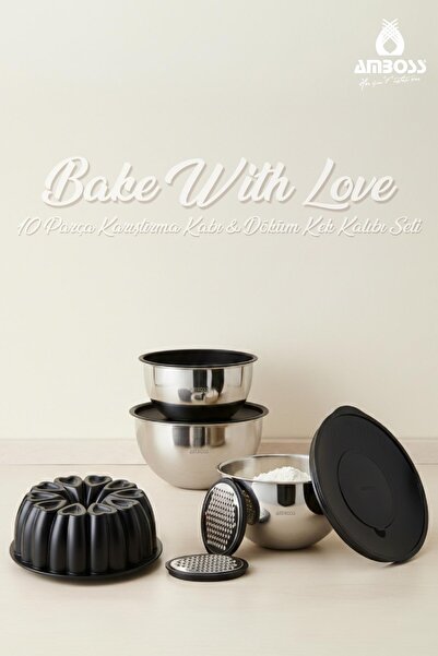 Amboss 10-частен комплект сатенени купички от неръждаема стомана за торти