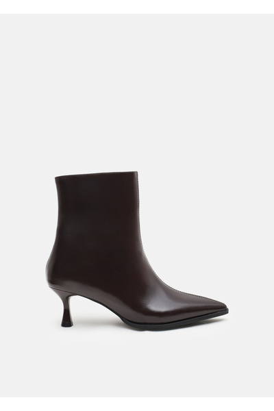 Cochines Γυναικείες μπότες Bitter Brown, κοντές μπότες με χαμηλό τακούνι, δερ...