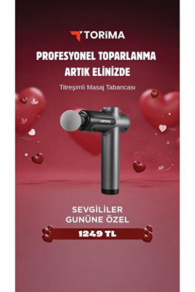 LENOVO N3 Gri Darbeli Titreşimli Masaj Tabancası Güçlü 1800mah Şarjlı 8 Başlı...