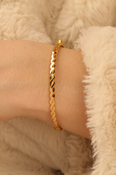 Çgk Çiğdem Gürel Kuyumculuk Kadın 14K Gerçek Altın Burma Tarzı Bilezik