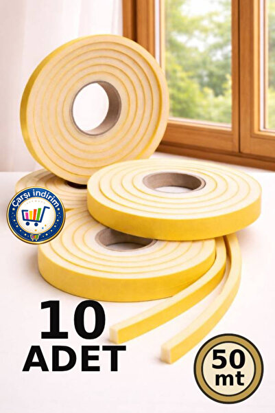 nistabolje 10 Adet x 5 mt (50 METRE)Yapışkanlı Pencere Bandı İzolasyon Isı Ya...
