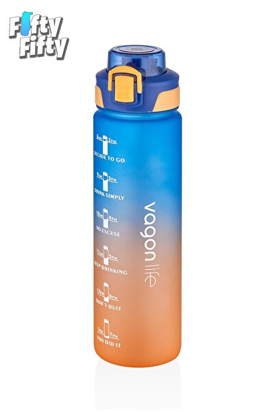 Vagonlife زجاجة مياه تحفيزية سعة 1 لتر مزدوجة اللون للاستخدام المزدوج مع شفاط...