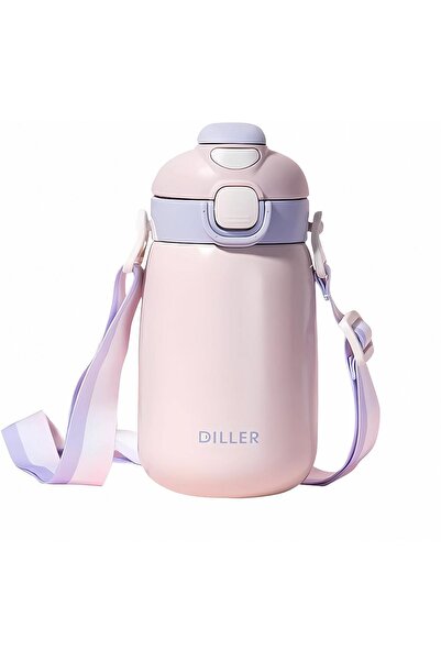 DILLER قارورة ماء فولاذية بسعة 420 مل بغطاء واحد، للاستخدام المزدوج، مع أو بد...