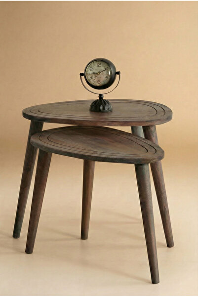 Fawdecor Sweet Modern Masif Doğal Ahşap 2’li Zigon Sehpa Seti