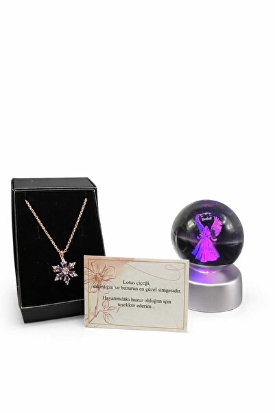 Ayenci Kamelya Kolye Ve Renk Değiştiren Işıklı Satürn Kız Küresi Kutulu Karar...