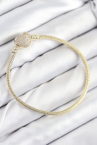 Generic Brand Brass Charm Zircon Stone Heart Model Gold Color Women's Bracele...