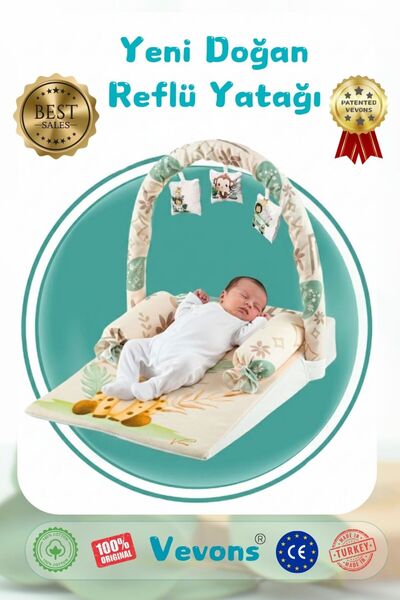 vevons Bebek Reflü Yatağı, Fermuarlı, Yıkanabilir Kılıf, Özel Üretim, %100 Pa...