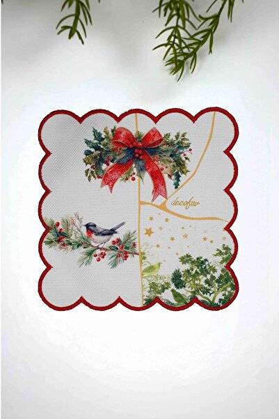 DECO مفهوم العام الجديد - منديل كوكتيل بنمط الكراك مع حواف مطرزة، قطعة واحدة ...