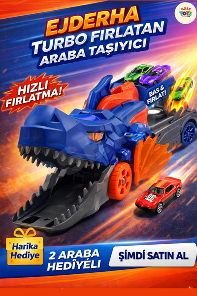 kosetoys شاحنة نقل التنين التي تطلق سياراتًا مع هدية سيارة واحدة باللون الأزرق