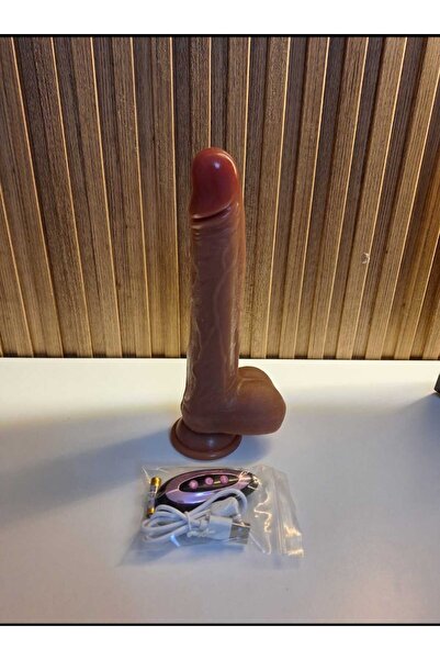 Greenport Isıtmalı Uzaktan Kumandalı Titreşimli Yapay Dildo Penis Ve ileri Geri Rotasyon Vibratör 10 Mod 22 Cm