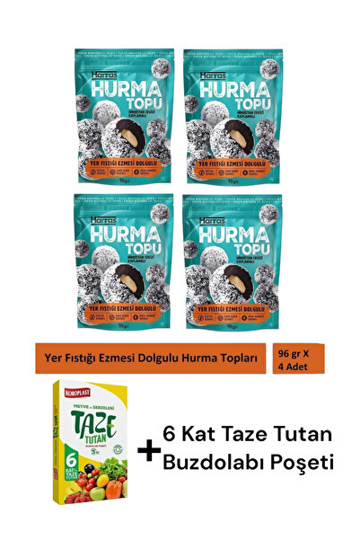 Harras Hindistan cevizi kaplı hurma topları 96 gr X 4 Adet