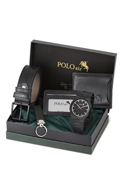 Polo Air Erkek Set Kombin Kol Saati Ve Cüzdan Kemer Kartlık Çakmak Anahtarlık...