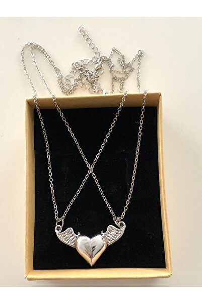 tones official Kararmaz Çelik Zincirli Mıknatıslı 2'li Kalpli Melek Arkadaşlı...