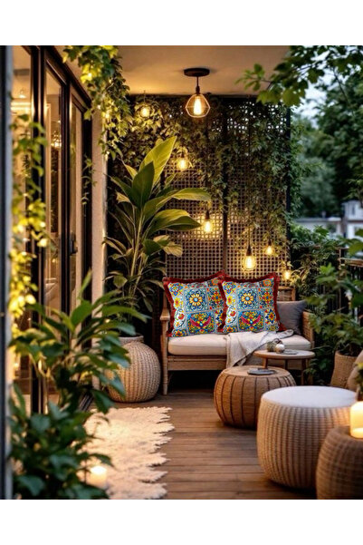 white rabbit home Majolica Desenli Renkli Ve Saçaklı 2’li Kırlent Kılıfı (43....