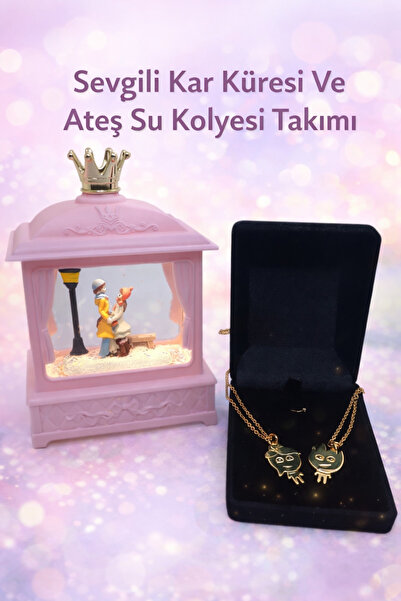 Yağmur SEVGİLİ KAR KÜRESİ VE ATEŞ VE SU KOLYESİ TAKIMI SEVGİLİLER GÜNÜNE ÖZEL...