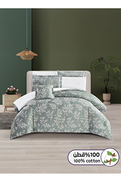 Melen طقم مفرش سرير صيفي مزدوج قطن 100% - 8 قطع - يناسب سرير بمقاس 200x200 - ...