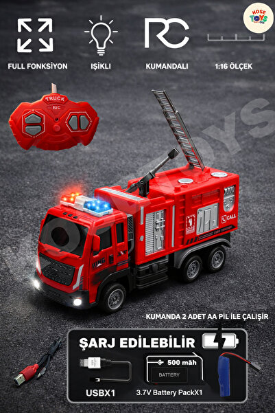 kosetoys Uzaktan Kumandalı İtfaiye Arabası Sarj edilebilir ve ışıklı