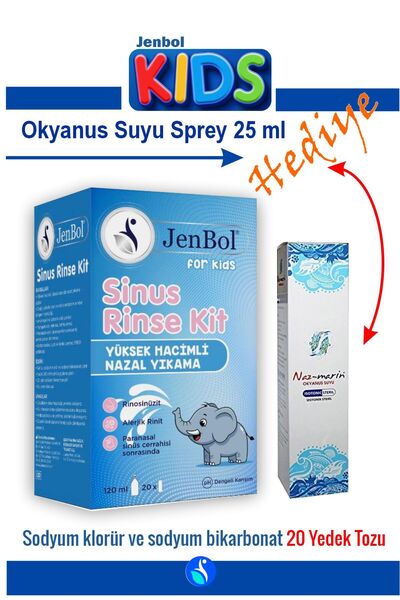 Jenbol Kids Sinus Rinse Burun ve Sinus Temizl. Kiti 120 ml X 20 Yedek Tozu(HE...