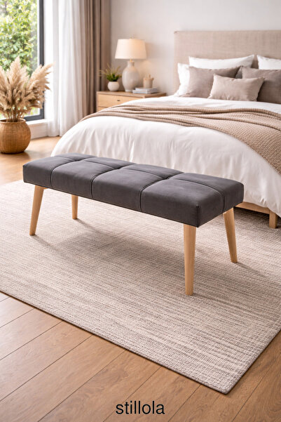 redfabric STİLLOLA Gürgen Ahşap Ayaklı Puf Bench